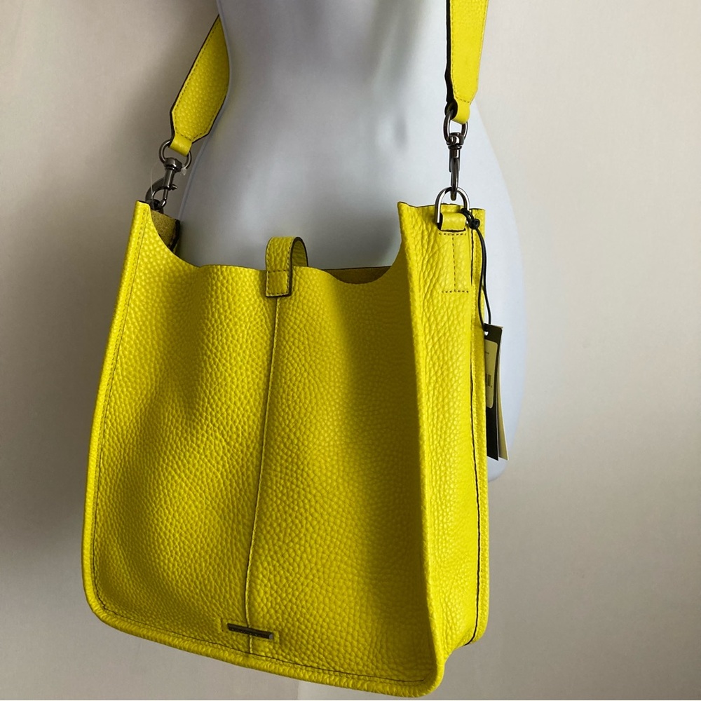 Rebecca Minkoff Genuine Leather Unlined Feed Limeade Crossbody Shoulder Bag NWT - Picture 6 of 16